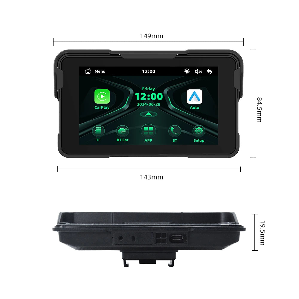 EKIY 5.0 inch Wireless CarPlay Moto Android Auto Portable Digital Motorcycle Dashboard GPS Motorcycle Navigation Display Screen