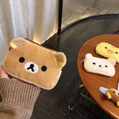 Kawaii Rilakkuma Coin Purse Wallet, Creative Peripheral Korilakkuma CCD Storage Card Bag, Couple Birthday Small Storage Bag Gifts