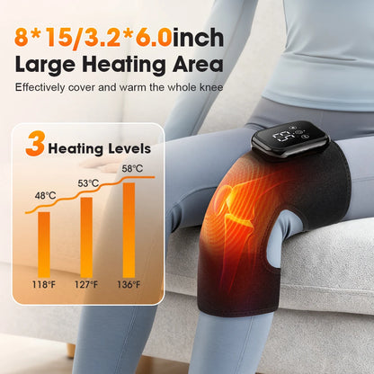 3-in-1 Heated Vibration Massager for Knee, Shoulder, and Elbow - 3 Heat Levels, 3 Vibration Modes, Non-Slip Wrap Design
