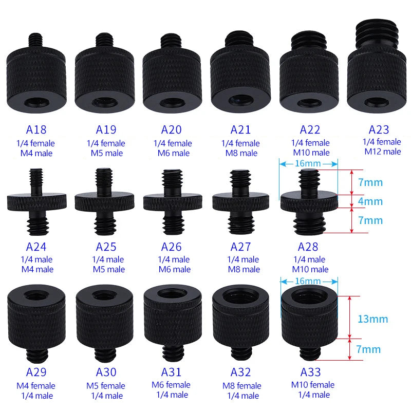 Conversion Screw Dual Nuts Tripod Mount 1/4toM4 M5 M6 M8 M10 Inch Projector Bracket Adapter Converter for DSLR Camera Tripod Acc