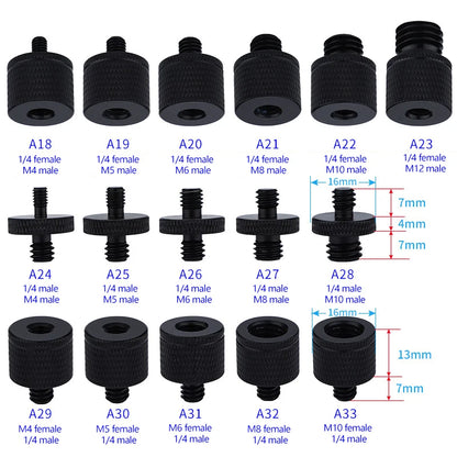 Conversion Screw Dual Nuts Tripod Mount 1/4toM4 M5 M6 M8 M10 Inch Projector Bracket Adapter Converter for DSLR Camera Tripod Acc