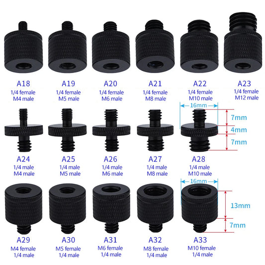 Conversion Screw Dual Nuts Tripod Mount 1/4toM4 M5 M6 M8 M10 Inch Projector Bracket Adapter Converter for DSLR Camera Tripod Acc