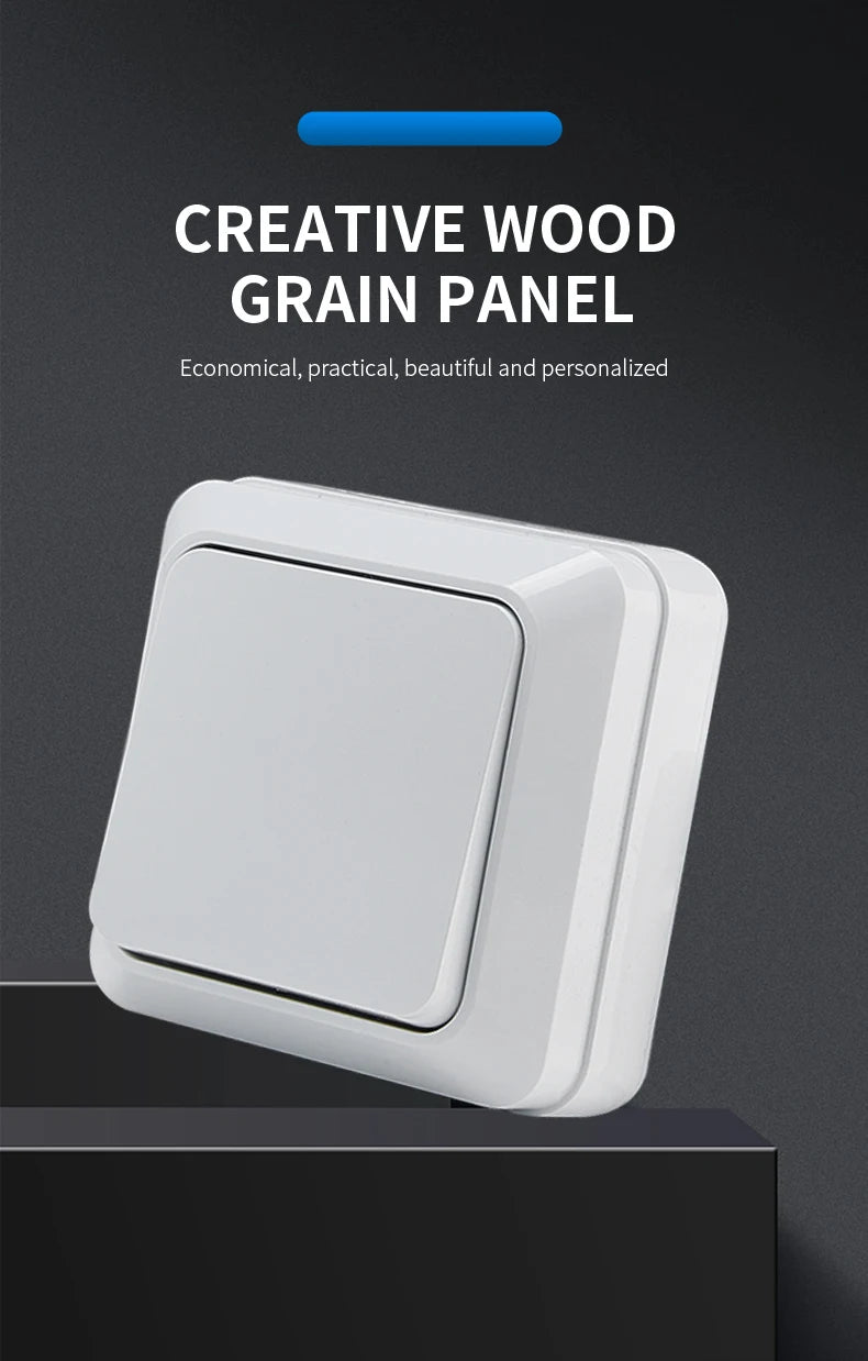 WESA Wall Mount Button Switch Classic Plastic Surface 1 Gang 1 Way Vintage Outdoor White Wall Exterior Switch On And Off
