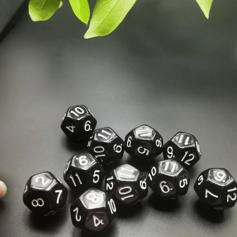 D12 12 Faces DND Dice Transparent Acrylic 12 Side Dice Set Polyhedral TRPG, Mtg, Rpg, Dice for DND or COC Game, 10PCs per Set