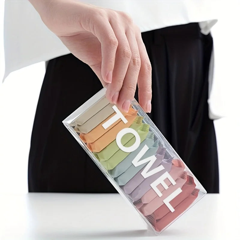 14Pcs/box, Disposable Washcloth, Portable Travel Towel, Thickened Compressed Face Cleansing Beauty Square Towel