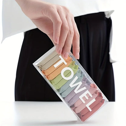 14Pcs/box, Disposable Washcloth, Portable Travel Towel, Thickened Compressed Face Cleansing Beauty Square Towel