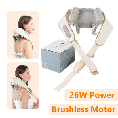 Foreverlily 26W Brushless Motor Neck and Shoulder Massager, Wireless Shoulder and Back Kneading Massage Shawl, Neck Masajeador