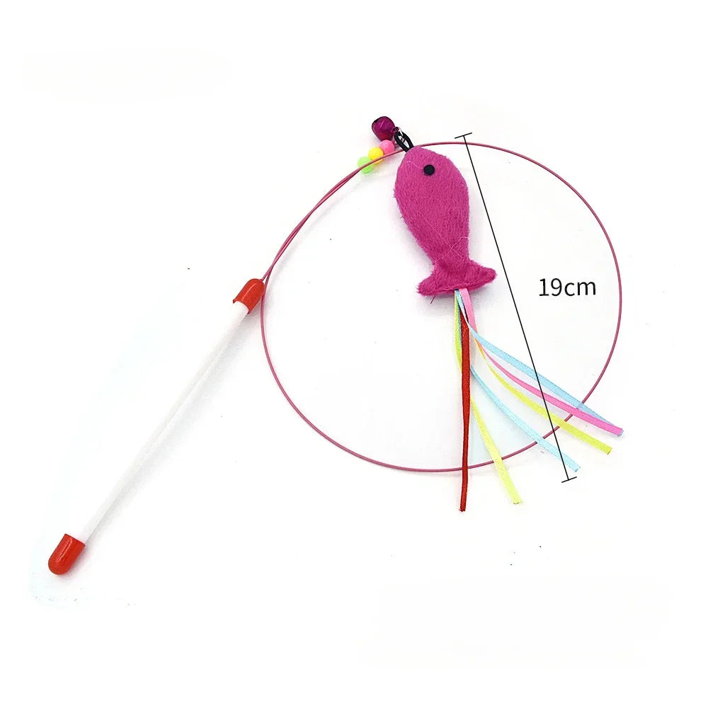 Interactive Cat Toy Hands-Free Cat Stick Playing Kitten Playing Teaser Wand Toy Suction Cup Bird/Feather Cat Wand Pet Supplies