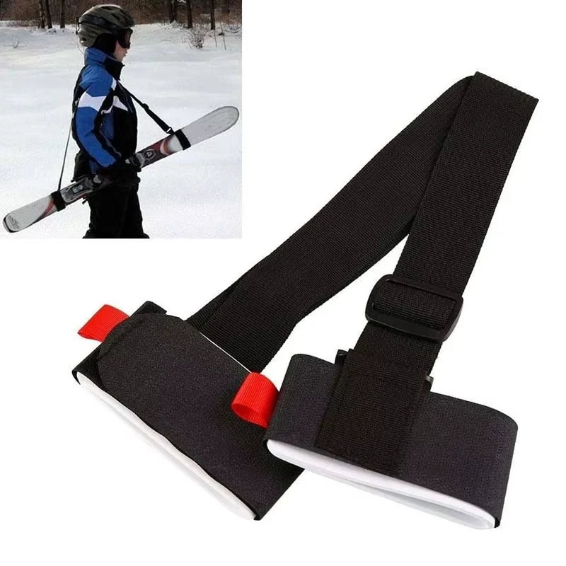 Nylon Ski Pole Shoulder Hand Carrier Lash Handle Straps Adjustable Buckle Hook Loop Protecting Black Nylon Ski Handle Strap Bag