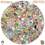 100/200pcs Cartoon Cute Animals Stickers Decals For Laptop Scrapbook Refrigerator Skateboard Helmet DIY Aesthetic Stickers
