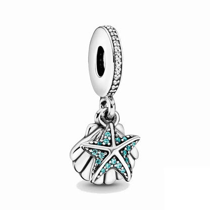 Nuevo colgante de plata 925 compatible con pulsera original, joyas para mujer, serie azul, colgante de pulpo, delfín, búho, camaleón