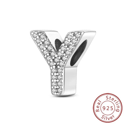 925 Sterling Silver 26 Letters Charms A-Z Alphabet Beads Fit Original Bracelet for Women Girl DIY Fine Jewelry Gift