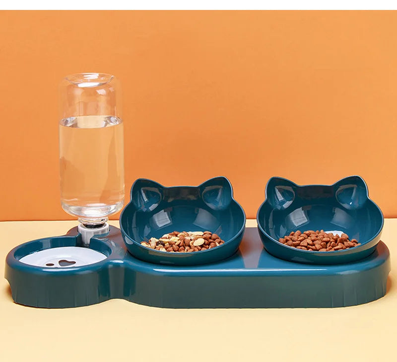 3 in 1 Cat Feeder, Automatic Water Dispenser, Double Bowl, Pet Bowl for Small Dogs Cats, Pet Food Container, Cat Accessories