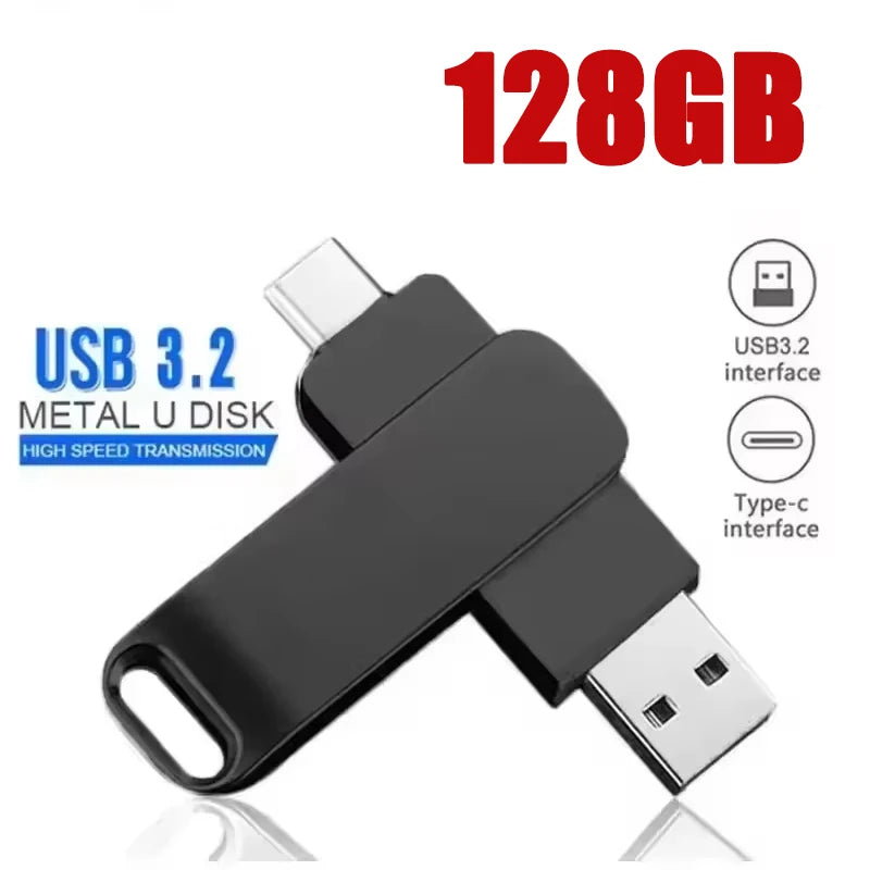 With Metal Pendrive USB Drives Type-C Memoria For Xiaomi 512GB High Speed WaterProof 256GB USB 3.2 Flash Drives U Disk USB Stick