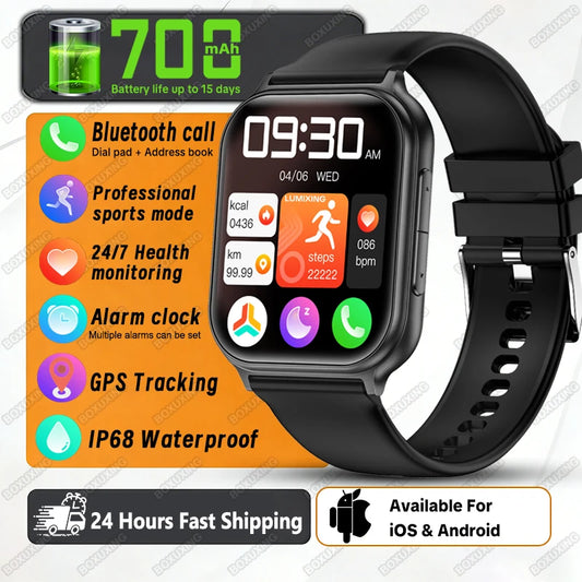 2026 New Bip 6 Pro Smart Watch Men Women Outdoor Sports Fitness Heart Rate GPS Track Bluetooth Call IP68 Waterproof Smartwatches