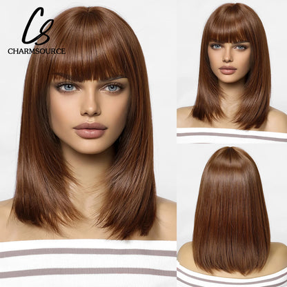 CharmSource Blonde Long Hair Natural Straight Wig, Synthetic Wigs  for Women Daily Party High Density