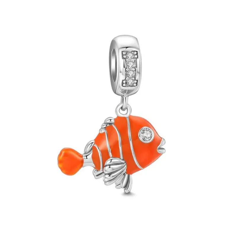 925 Plata Tortuga marina cangrejo Pulpo Dijes Delfín estrella de mar Colgante Ajuste Pulsera Original Mujer DIY Accesorios Joyería Regalo