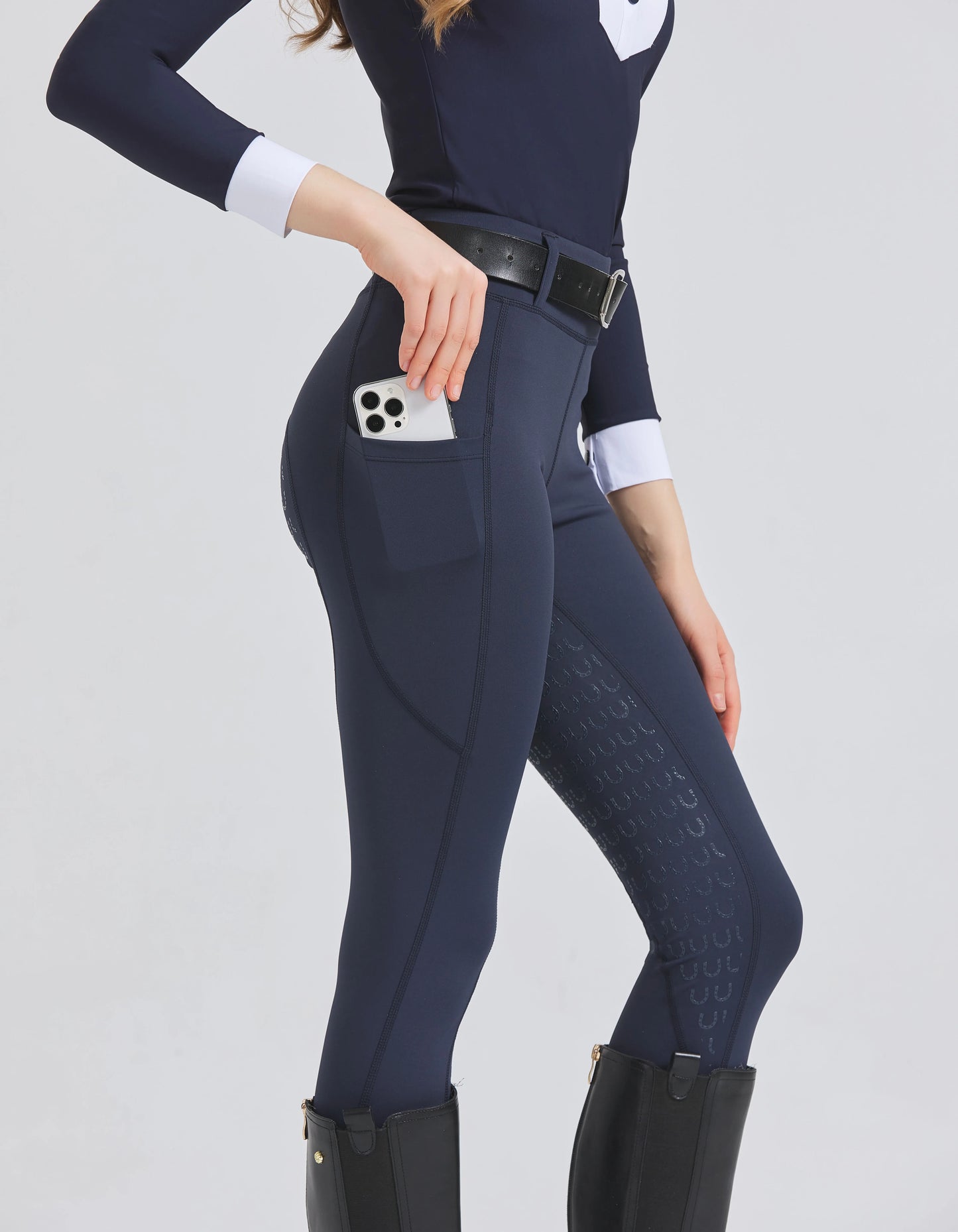 Spring and Summer Women's Knitted High-Stretch Slim-Fit Silicone Grip Riding Pants, Breathable