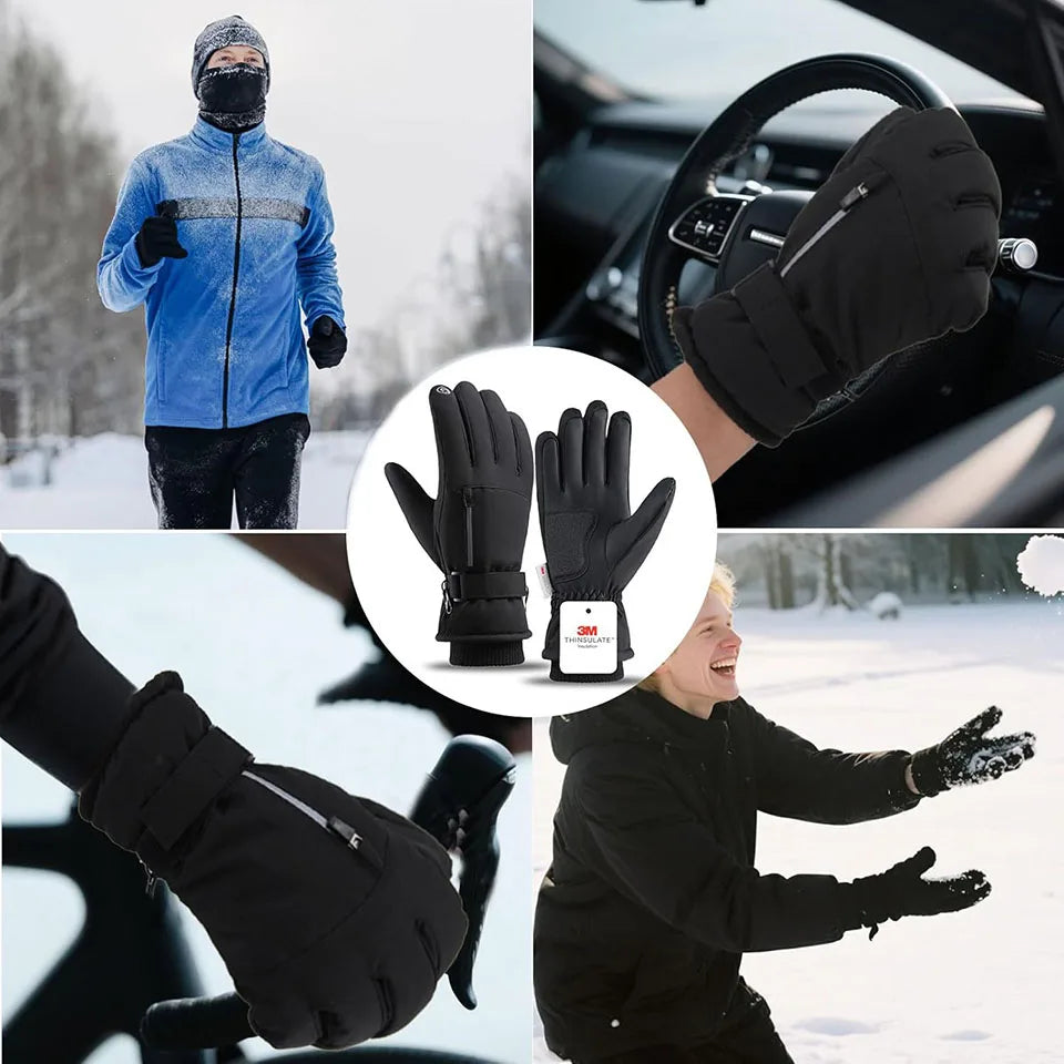 GTUBIKE Winter Warm Gloves for Outdoor Cycling Skiing Thickened Cold-Resistant Gloves Waterproof Touch Screen Camping Equipment