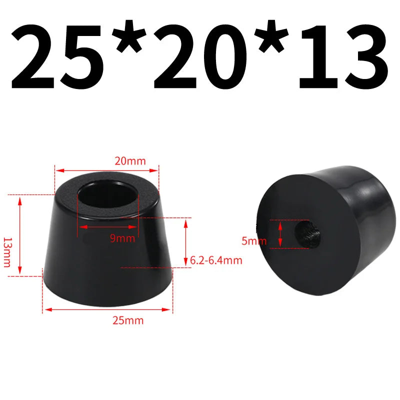 Black Rubber Bumper Furniture Pad Feet Leg Pads Tile Floor Protectors Table Leg Cover With Washers