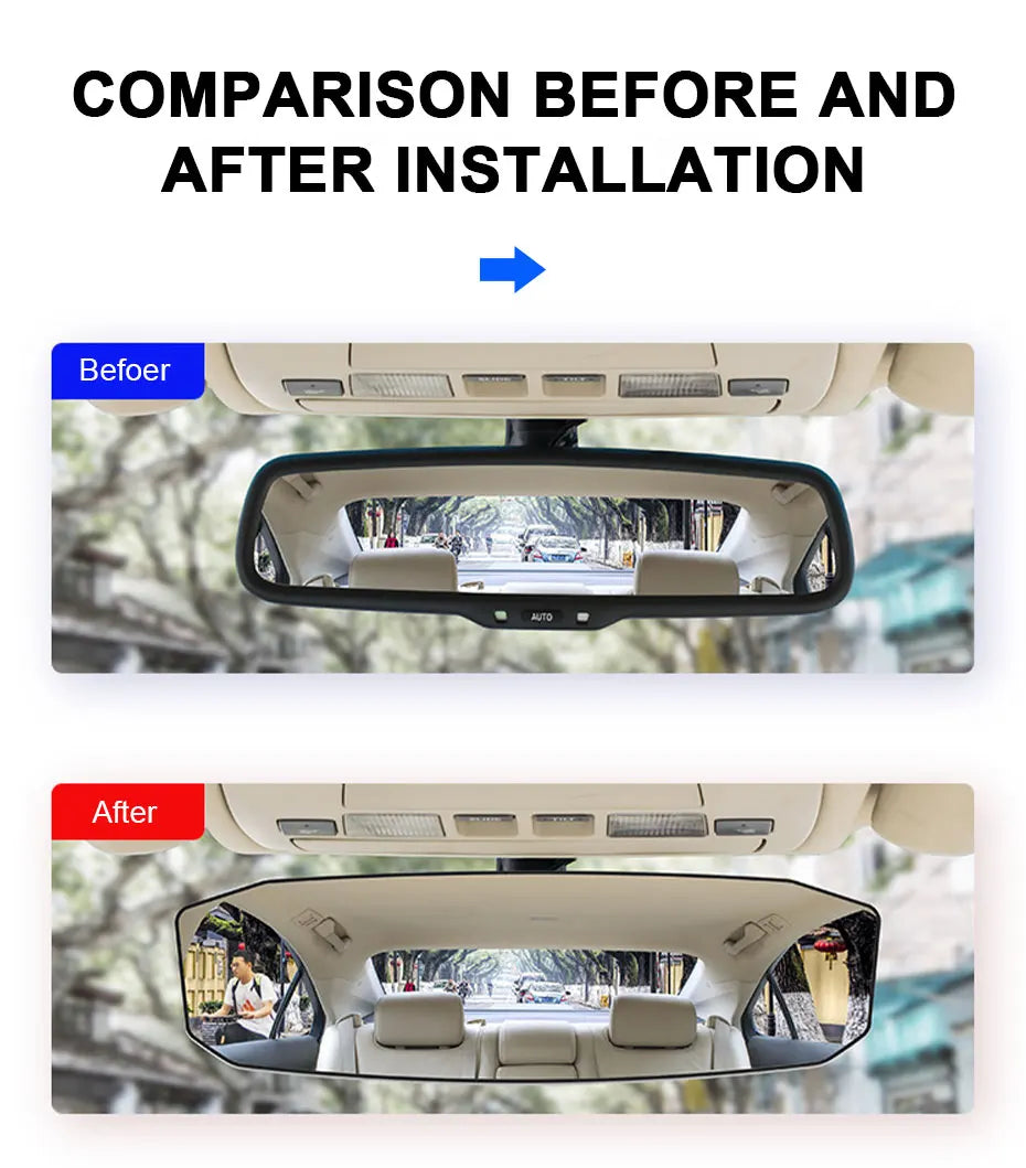 SEAMETAL Espejos de coche para bebé, espejo retrovisor interior, espejo retrovisor gran angular convexo, espejo antideslumbrante de gran visión, monitor auxiliar