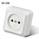 WESA White Wall Mount Socket EU Standard Electrical Outlett Ground Vintage Surface Power Socket Plug Flame Retardant Plastic