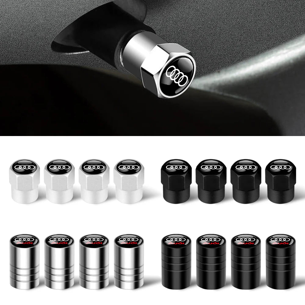 4pcs 3D Metal Styling Car Wheel Tire Valve Air Stem Cap Cover For Audi RS3 TT Sline 8L B2 A3 Quattro A8L Q5 A7 B9 8V A1 A5 Q3 A8