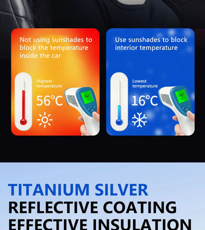 Car Sun Shade UV Protector, Reflective Fabric Car Window Sunshade, Front Rear Back Window Sun Visor, Summer UV Protection, SEAMETAL