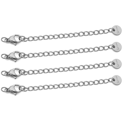 10pcs Stainless Steel Extension Chains with Lobster Clasps Connector Link Necklace Tail Making DIY Bracelet Accessories Supplies