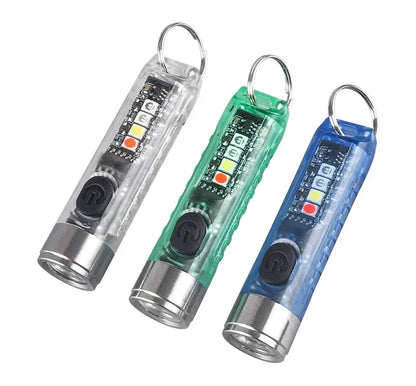 Multi-function Mini EDC LED Flashlight Portable Keychain Light MagneticTorch USB Rechargeable UV Lamp Emergency Camping Lantern