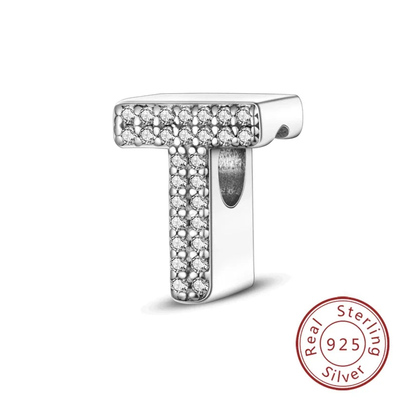 925 Sterling Silver 26 Letters Charms A-Z Alphabet Beads Fit Original Bracelet for Women Girl DIY Fine Jewelry Gift