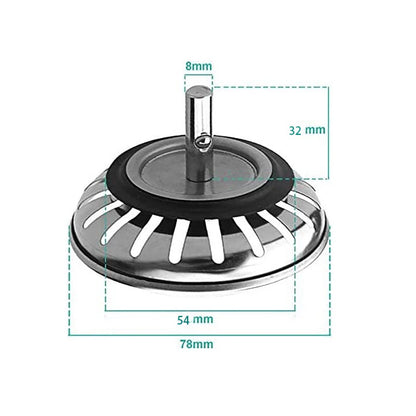 1Pc, Strainer, Premium Stainless Steel Replacement Kitchen Sink Strainer, Waste Drain Plug, 80mm, Basin Drain Stopper, Leach Basket