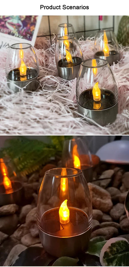 LED Solar Candles Light Flameless Rechargeable Night Light For Wedding Party Garden Decor, Outdoor Waterproof Solar Candles Lamp