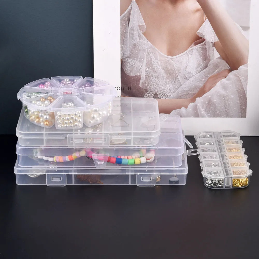 Plastic Transparent Storage Box Jewelry Beads Container Jewelry Tools Accessories Box Small Items Sundries Organizer Case
