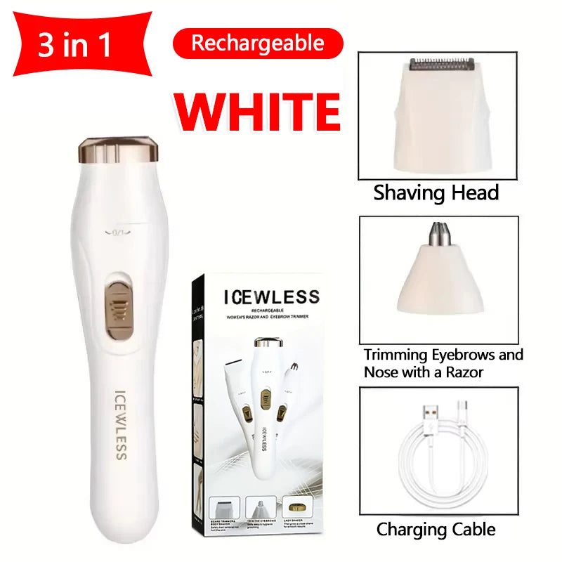 SoftAura 3 IN 1Electric Hair Trimmer for Women Waterproof Painless Body Hair Removal Bikini Arm Leg Face Shaver Personal Care