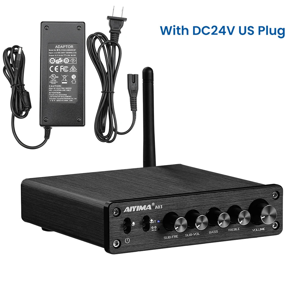 AIYIMA A03 TPA3116 Subwoofer Bluetooth Amplifier HiFi TPA3116D2 2.1 Digital Audio Power Amplifiers 50Wx2+100W Sound Amplifier
