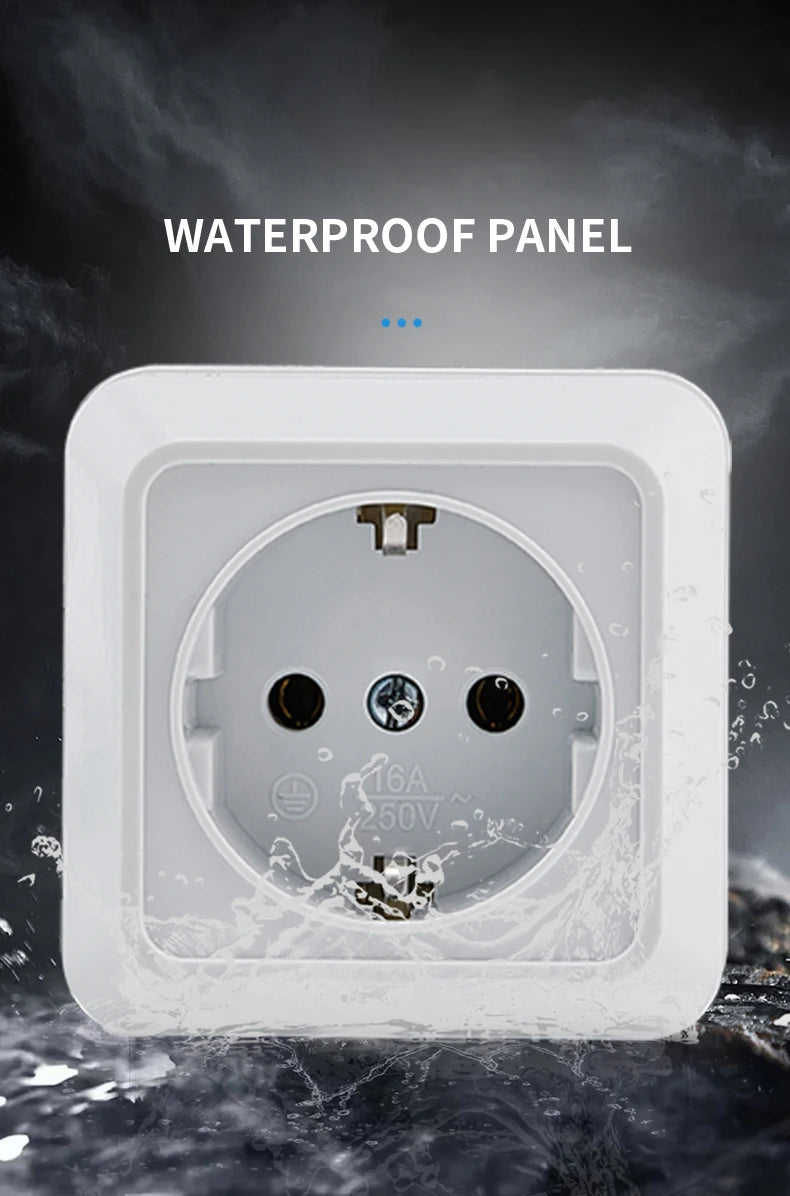 WESA White Wall Mount Socket EU Standard Electrical Outlett Ground Vintage Surface Power Socket Plug Flame Retardant Plastic