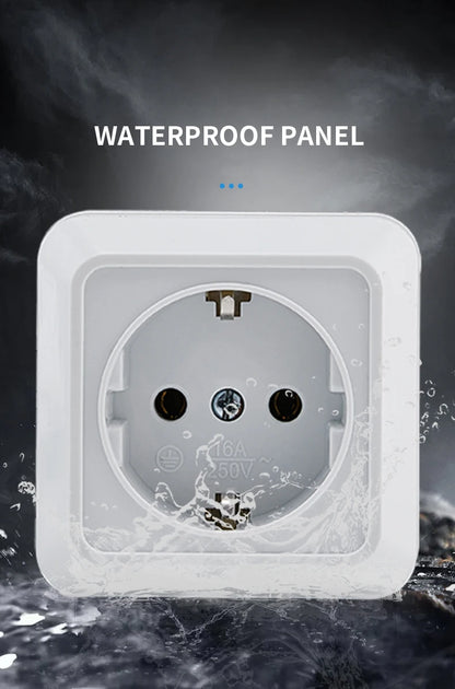 WESA White Wall Mount Socket EU Standard Electrical Outlett Ground Vintage Surface Power Socket Plug Flame Retardant Plastic