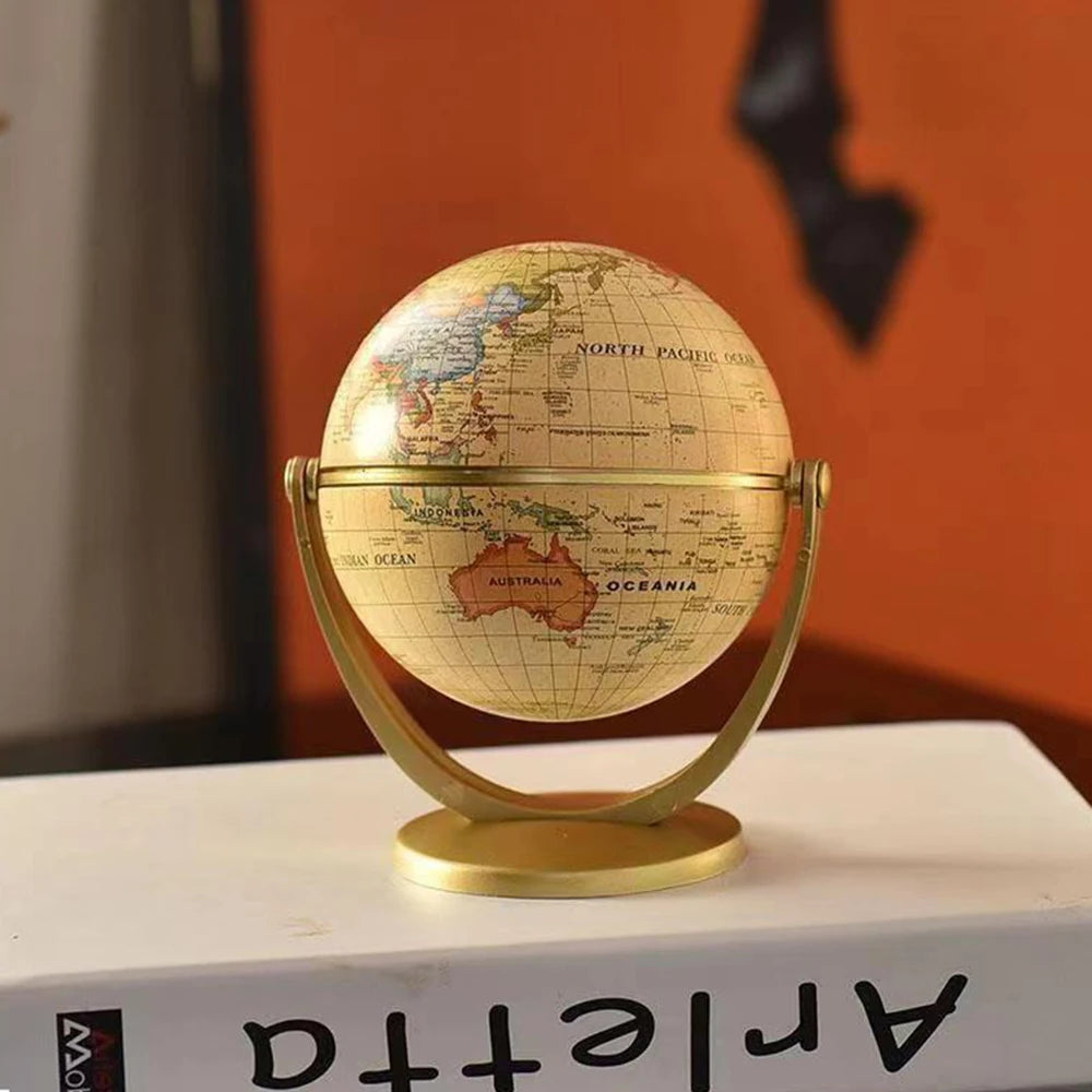 1Pc Retro Globe 360 Rotating Earth World Ocean Map Ball Antique Desktop Geography Learning Education Home School Decoration New