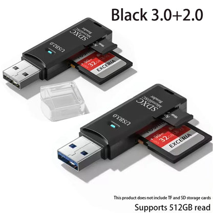 2-in-1 Multi-Functional USB 3.0 Card Reader Micro SD TF Memory Card Reader USB Flash Drive Card Reader Adapter for PC Laptops Accessories
