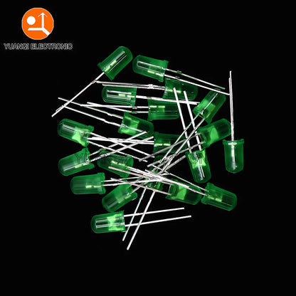 5mm LED Diode, F5 Assorted Kit, White Green Red Blue Yellow Orange Pink Purple Warm White, DIY Light Emitting Diode