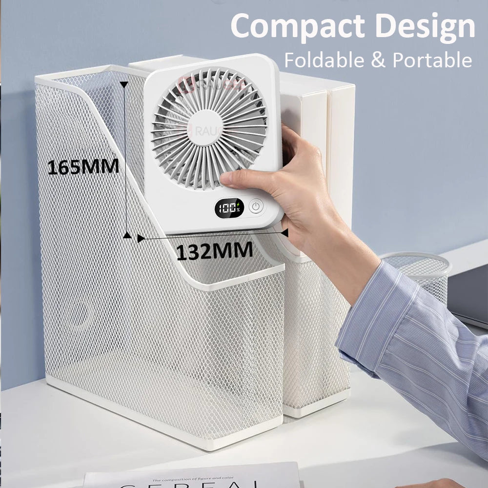 Portable Desk Fan Mini Foldable Table Fan With 5 Gear USB Rechargeable Wall Hanging Fan Student Desktop Fan For Office Home