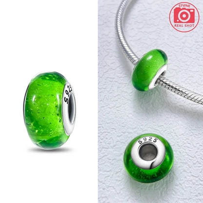 Original 925 Silver Charms Flower Blue Star Green Turtle Glass Beads Fit Bracelet Women DIY Gift Murano Jewelry Accessories