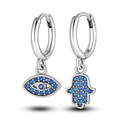 925 Sterling Silver Moon Universe Starry Sky Series Charm Earrings Women Blue Shiny Zircon Daily Wear Jewelry
