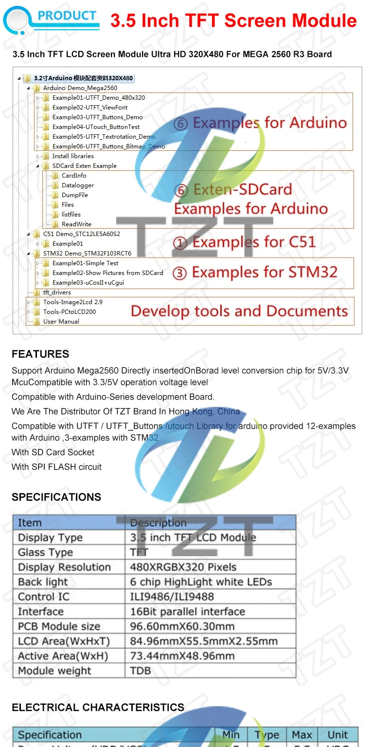 TFT Display, 0.96/1.3/1.44/1.8/2.4/2.8/3.5 Inch TFT Full Color Screen LCD Module, ST7735 ILI9341 Driver Interface SPI for Arduino