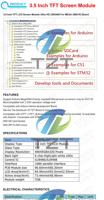TFT Display, 0.96/1.3/1.44/1.8/2.4/2.8/3.5 Inch TFT Full Color Screen LCD Module, ST7735 ILI9341 Driver Interface SPI for Arduino