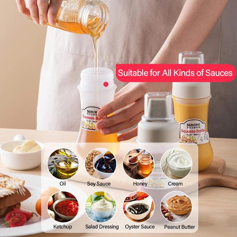 350ML Porous Squeeze Sauce Bottle Kitchen Bottles Ketchup Container for Salad Dressing BBQ Sauces Oil Ketchup Container TWZH01