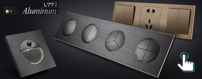 Wallpad Wall Switch 1 Way 2 Way, Circle Round Button, Blue LED Indicator, Brushed Aluminum Finishing, Black Gold SIlver Brown