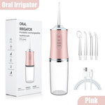 Oral Irrigator, Portable Dental Water Flosser, USB Rechargeable Water Jet Floss, Tooth Pick 4 Jet Tip 220ml 3 Modes