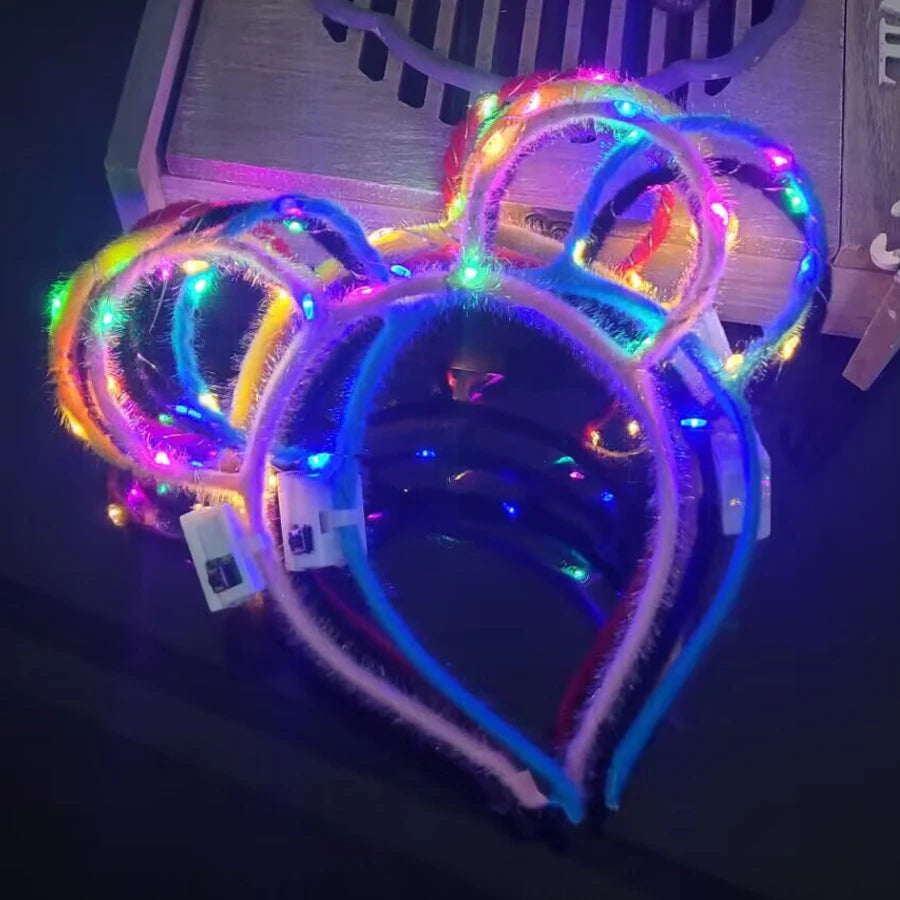 10/20/30 pcs Led Glow Cat Bunny Ear Horn Hairbands Light Up Flash Headband Women Girl LED Neon Birthday Wedding Party Supplies